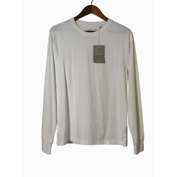 Everlane · Small · Men's Long-Sleeve Crew Tee · White Cotton Raglan - Picture 3 of 7